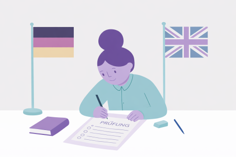 Exams in German or English (AI generated)